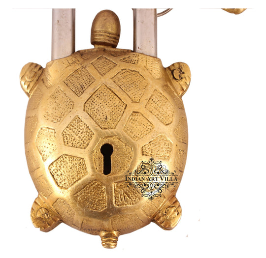 Brass tortoise design lock side angle — Indian Art Villa