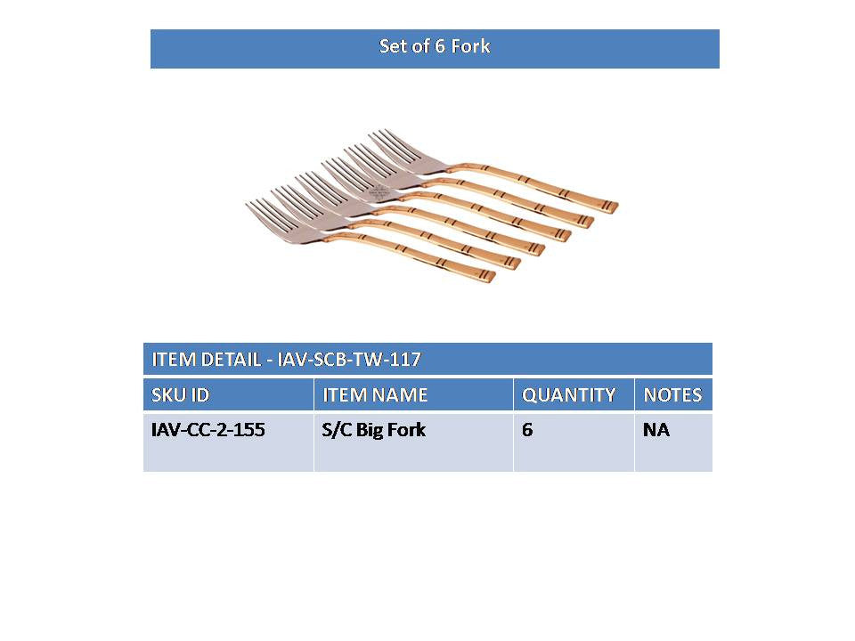 Steel Copper Set of 6 Designer Cutlery Fork