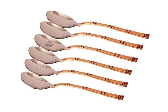 Set of 6 copper spoons featuring bamboo detailing combining traditional craftsmanship with modern style.
