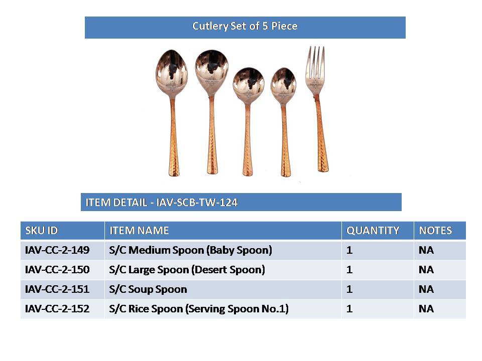 Steel Copper Designer Cutlery Set 5 Pieces
