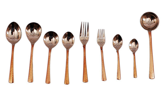Premium Steel Copper Cutlery Set of 9 Pieces