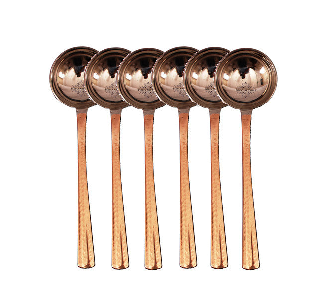 INDIAN ART VILLA Steel Copper 9.5" Handmade Serving Spoon (Set of 6)