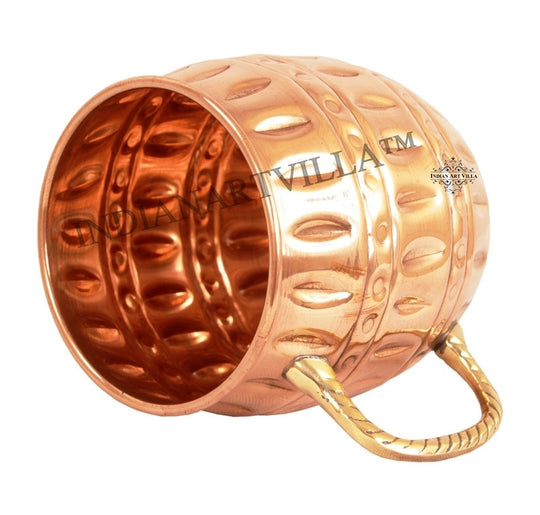 Pure Copper Round Barrel Shaped Design Moscow Mule Beer Mug Cup, Volume-530ML