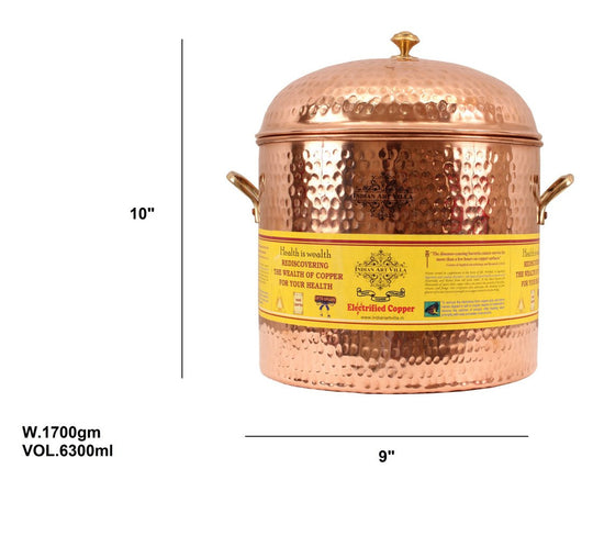 Pure Copper Hammered Design Storage Box 6.3 Ltr.
