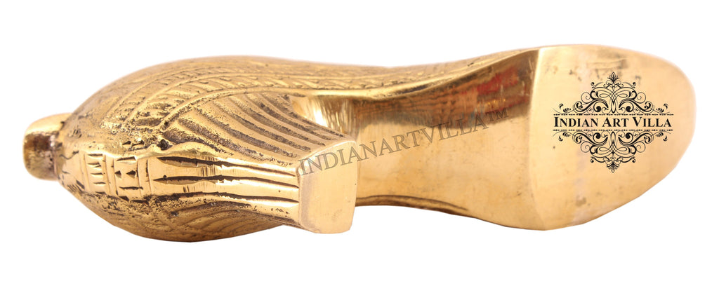 Indian Art Villa Pure Brass Leaf Design High Heels Shoe Ashtray