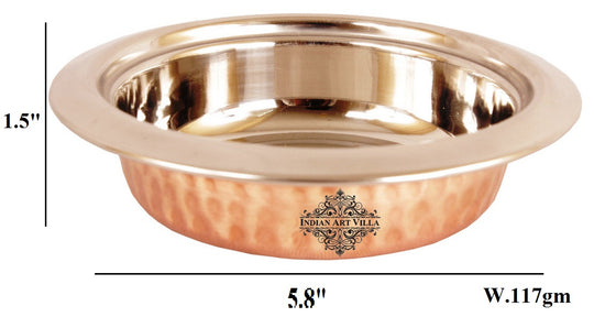 Steel copper hammered round entrée bowl side view — Indian Art Villa