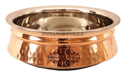 Serve delicious meals in this hammered steel copper handi bowl from Indian Art Villa, crafted with fine detailing.