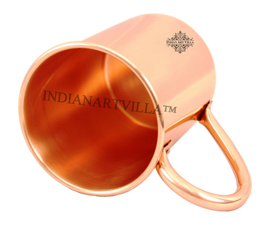 Pure Copper Straight Shaped Rolled Edge Plain Design Beer Mug - 400 ML