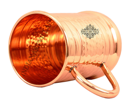 Pure Copper Tankard Shaped Ringed Design Moscow Mule Beer Mug Cup, Volume-600ML