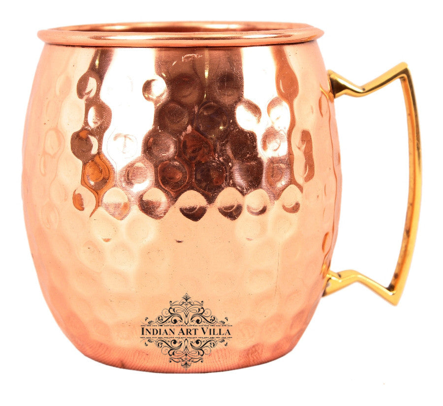 Copper Hammered Moscow Mule Mug Cup with 2 Straws 530 ML each