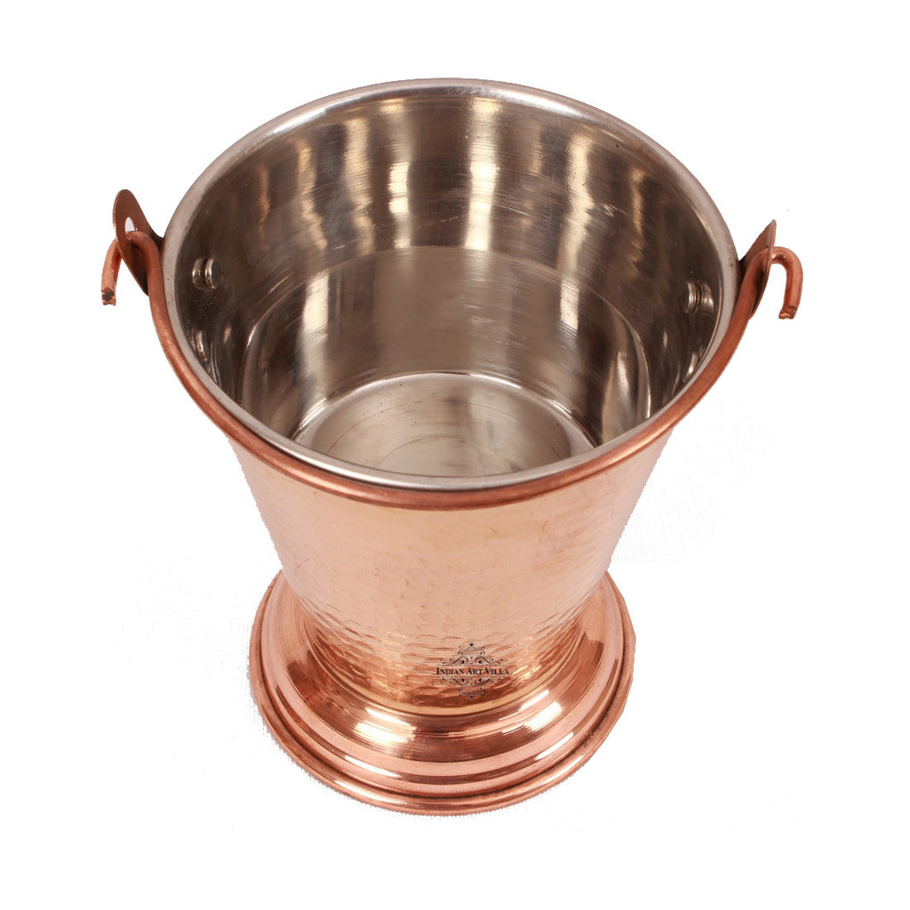 Steel Copper Handi with Kadhai Wok Bowl & Bucket