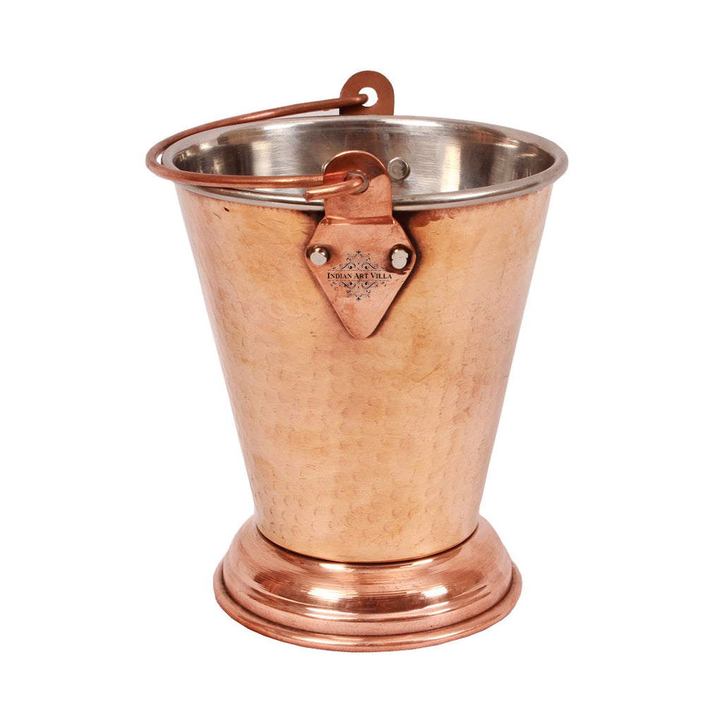 Indian Art Villa Steel Copper Set of 1 Handi Kadhai & Bucket No. 1
