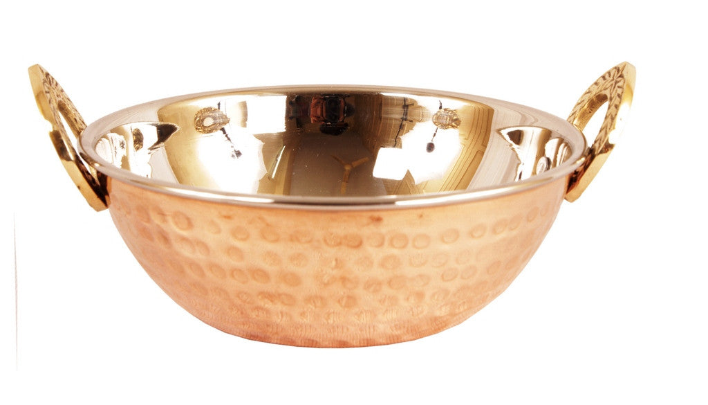 INDIAN ART VILLA Steel Copper Handi|Kadhai|Bucket &Tawa Serving Set