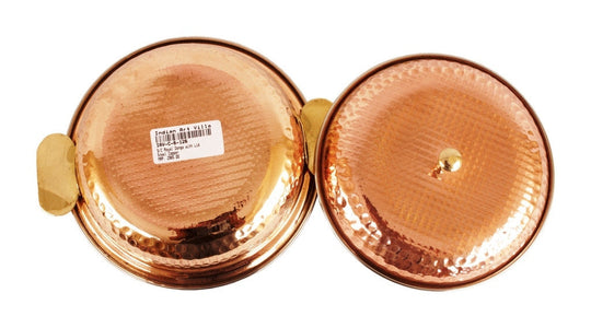 Handcrafted Pure Steel Copper Donga | Serving Pot with Lid & Spoon