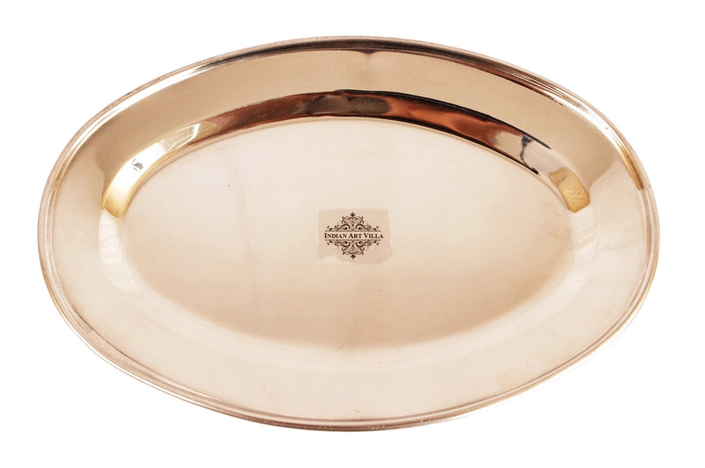 Steel Copper Set Of 1 Oval Plate |1 Platter| 1 Entrée Bowl