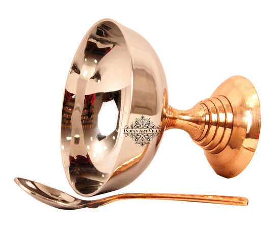 Pure Steel Copper Desert Bowl with Spoons & Hammered Tray