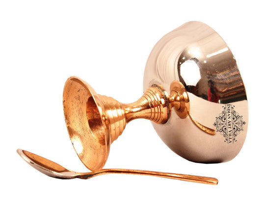 Pure Steel Copper Desert Bowl with Spoons & Hammered Tray