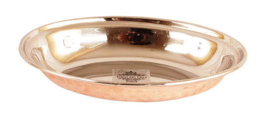 Steel Copper Serving Platter with Spoon