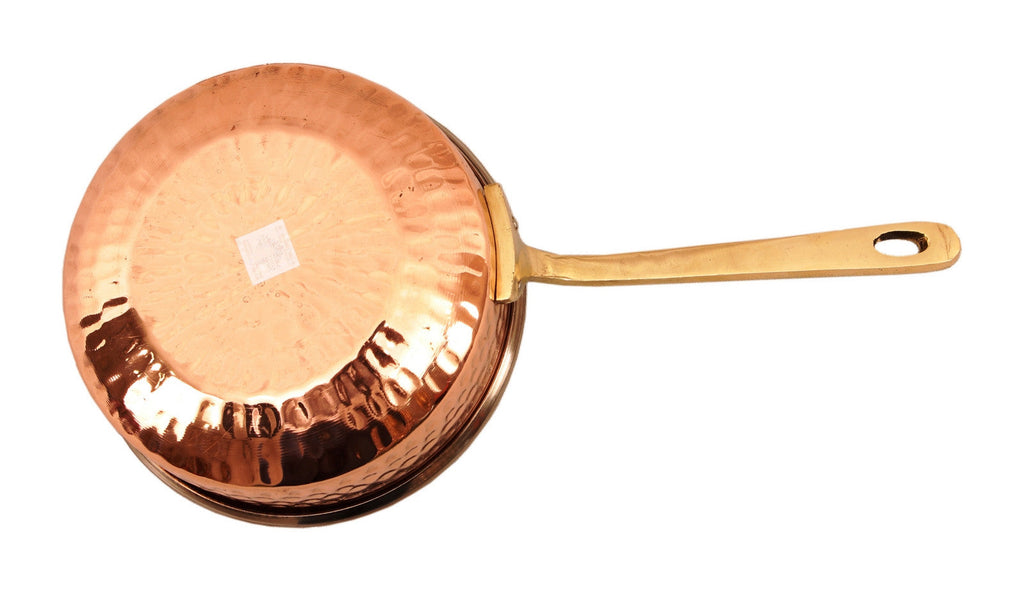 INDIAN ART VILLA Steel Copper Set of 2 Hammered Design Serving Fry Pan