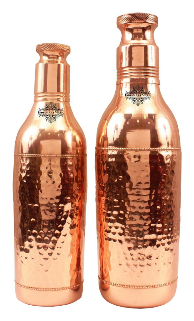 INDIAN ART VILLA Copper Hammered Set 2 Cocktail Shaker Bottle