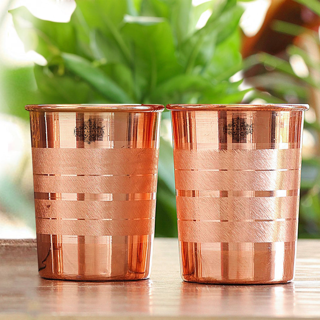Pure Copper Glass, Tumbler Handcrafted in Luxury Design, Drinkware, Serveware, 300ml