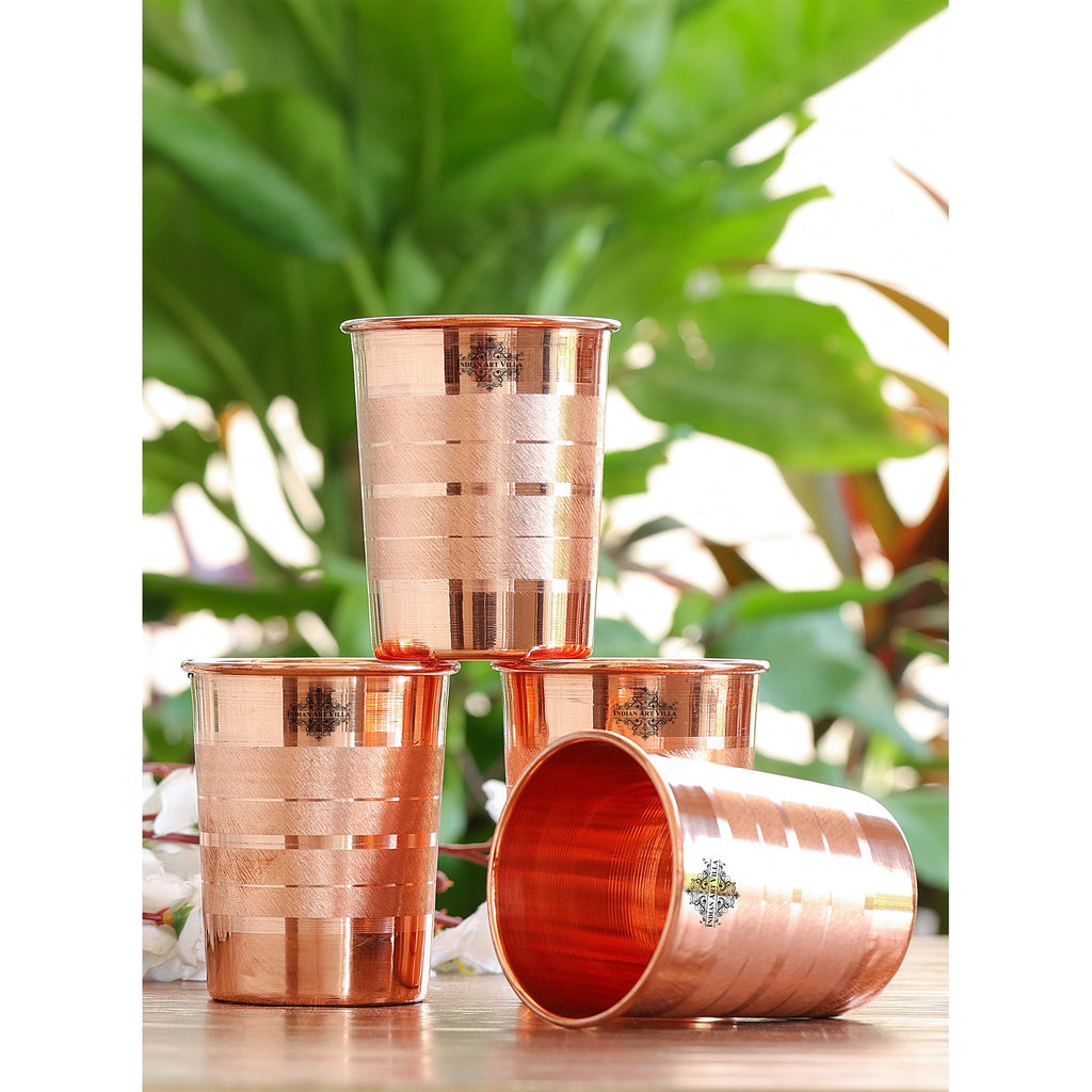Pure Copper Glass, Tumbler Handcrafted in Luxury Design, Drinkware, Serveware, 300ml