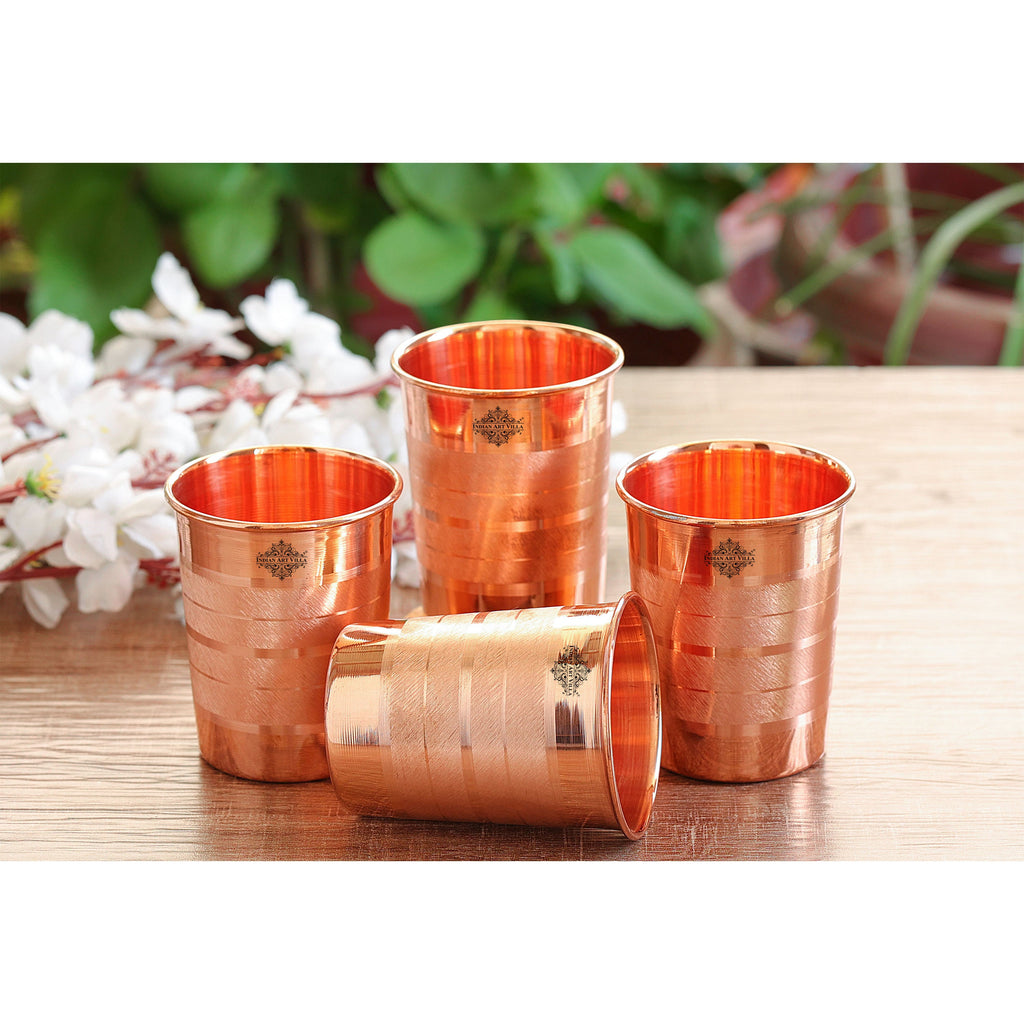 INDIAN ART VILLA Pure Copper Glass, Tumbler Handcrafted in Luxury Design, Drinkware, 300ml