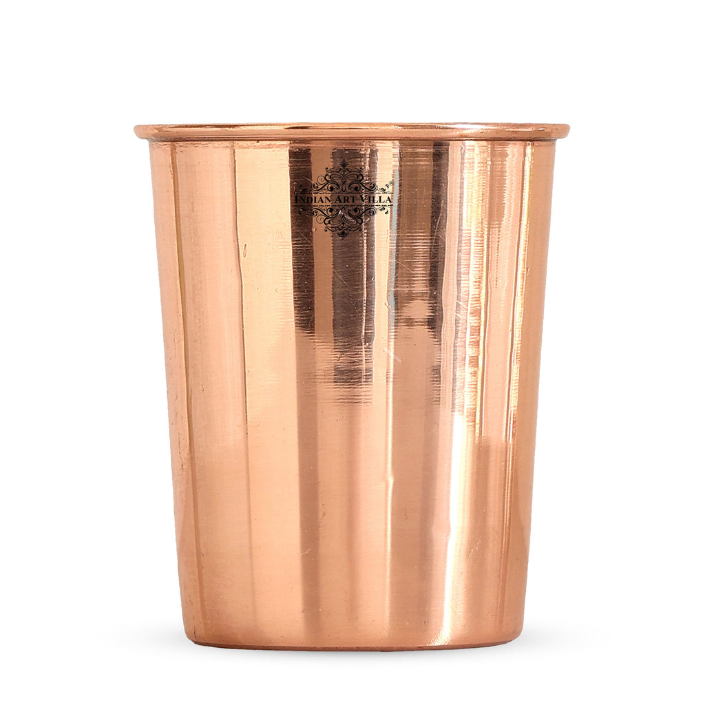 INDIAN ART VILLA Pure Copper Designer Glass, Tumbler, Drinkware, Serveware, 300ml