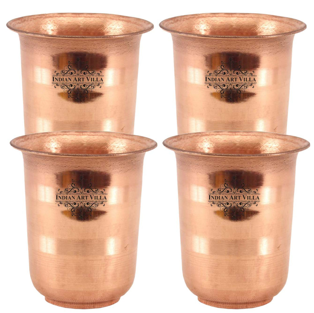 Indian Art Villa Pure Copper Glass, Tumbler Handcrafted in Luxury Design For Kids or Temple Use, Drinkware, Serveware, 100ml