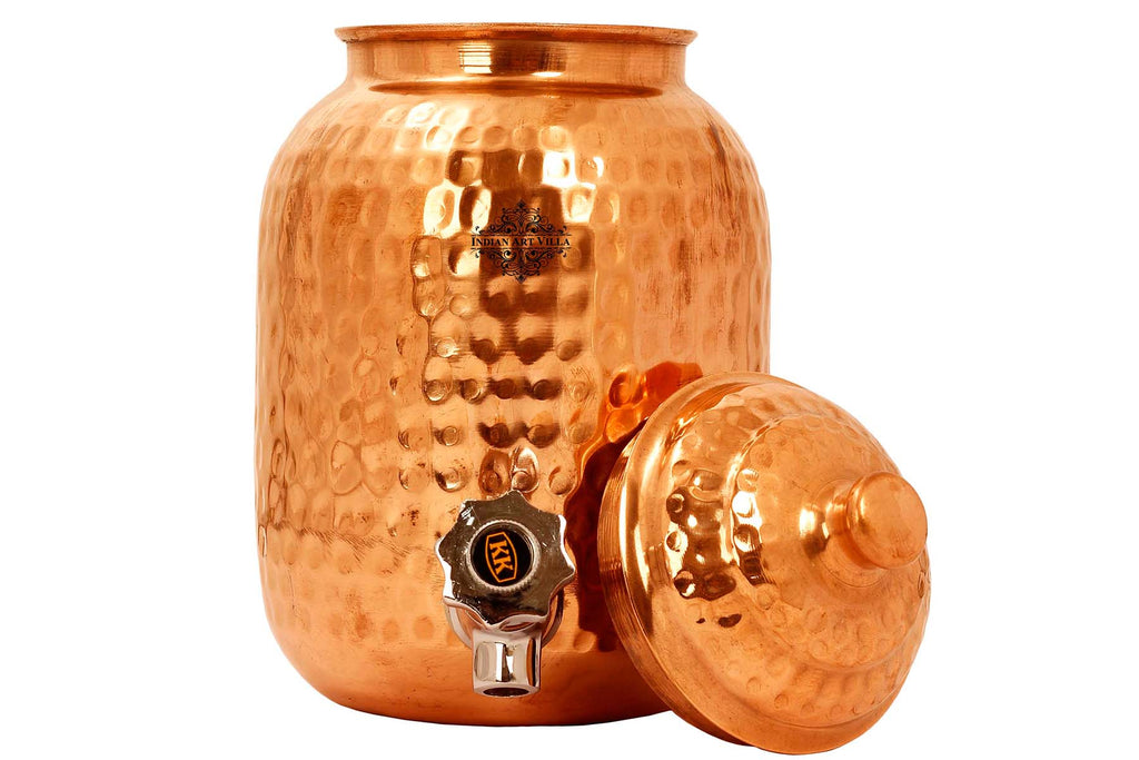 Indian Art Villa Pure Copper Hammered Designer Joint Free Water Pot