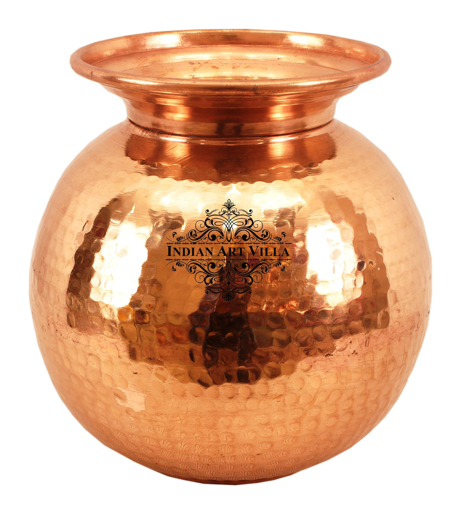 Indian Art Villa Pure Copper Hammered Design Matka water Pot Container
