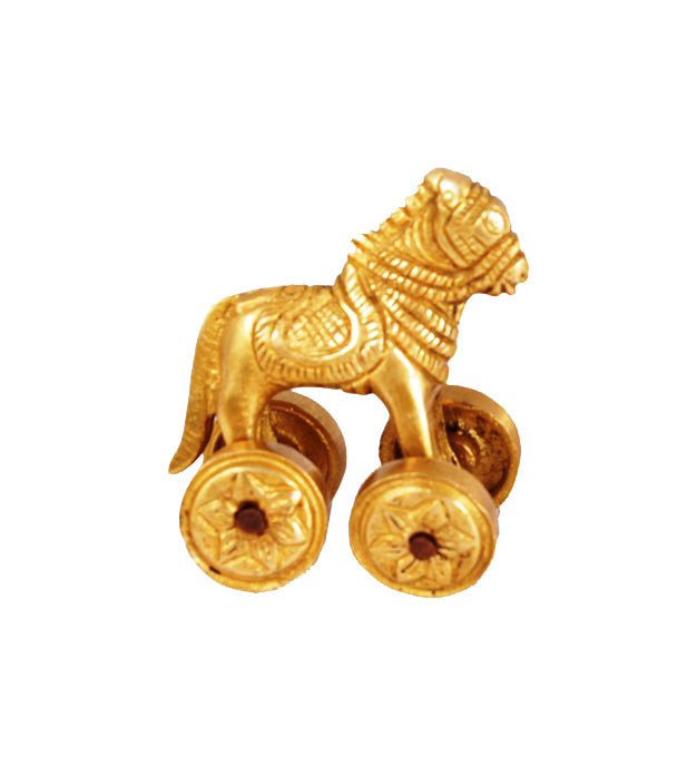 Indian Art Villa Brass Big Horse With Wheel For Decoration Home , Hotles, Temples, Collection, Gifts