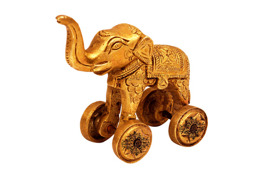 Brass Big Elephant With Wheel For Decoration Home