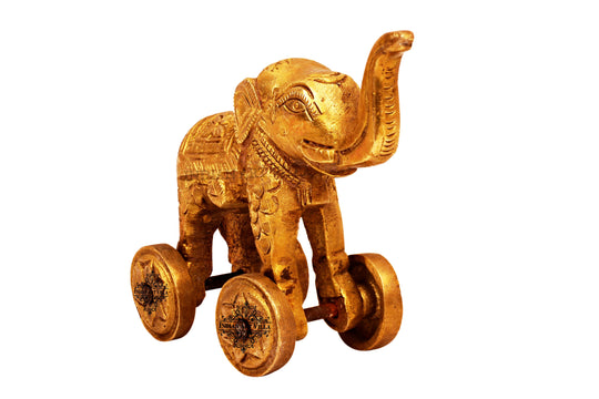 Brass Big Elephant With Wheel For Decoration Home