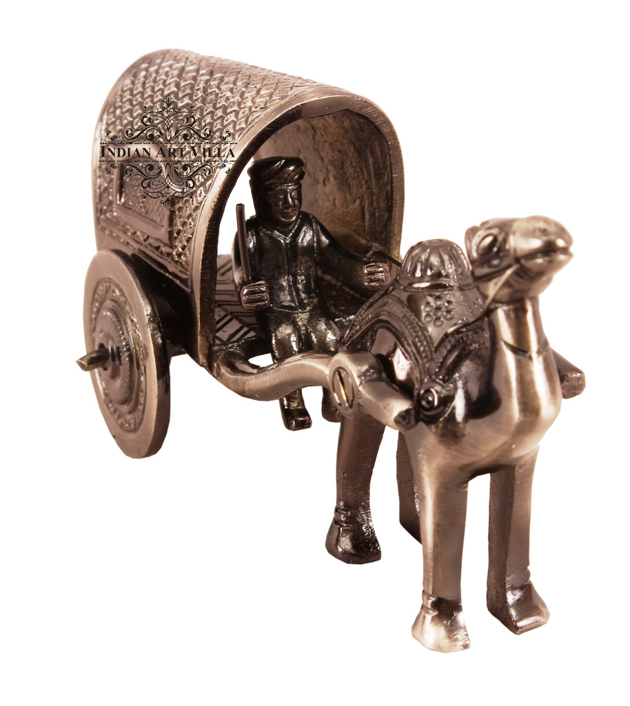 Indian Art Villa Brass Black Polished Camel Cart | Handcrafted Antique Showpiece | Decorative Home Hotel Gift Item