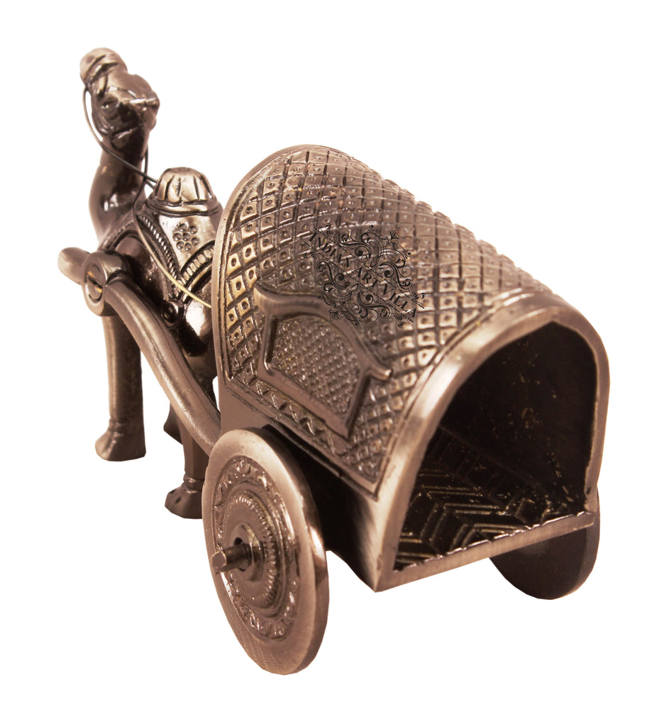 Indian Art Villa Brass Black Polished Camel Cart | Handcrafted Antique Showpiece | Decorative Home Hotel Gift Item