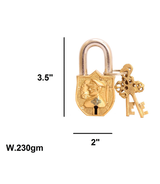 Brass small marshal lock angle view — Indian Art Villa