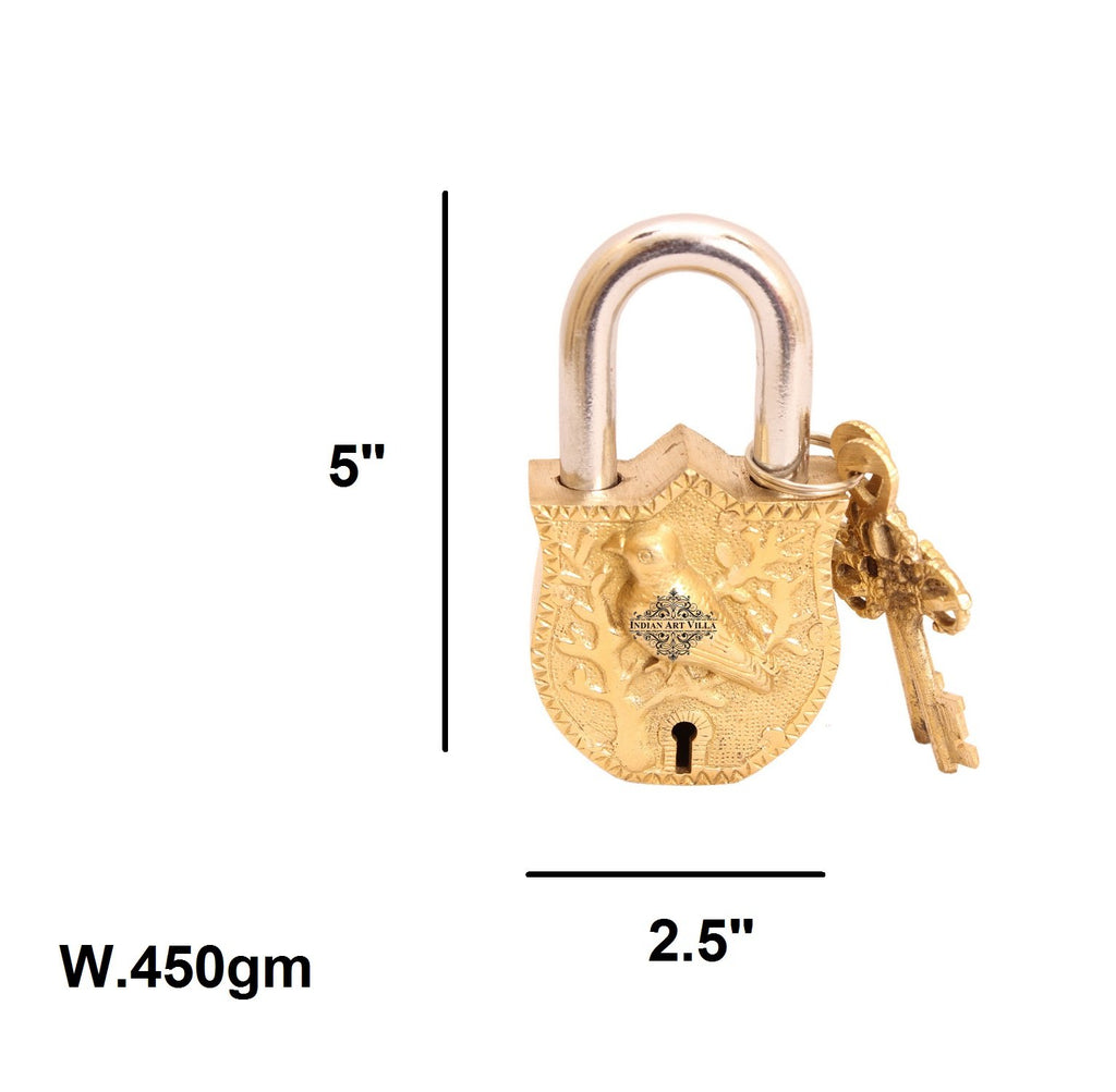 Brass Sparrow Bird Design Lock with 2 Key