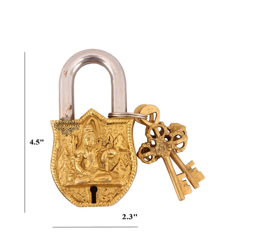 Brass Lord Shiva decorative lock full view — Indian Art Villa