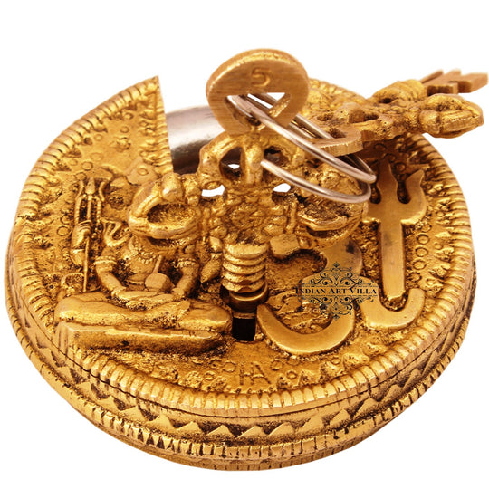 Pure Brass Om Design Round Lock with 2 Keys