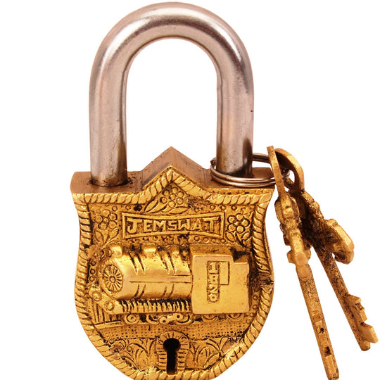 Brass Train Engine Design Lock with 2 Keys
