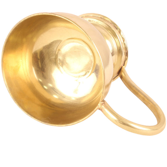 Handcrafted Pure Brass Plain Design Diya Stand with Handle, Oil Lamp For Home, Office, Temple