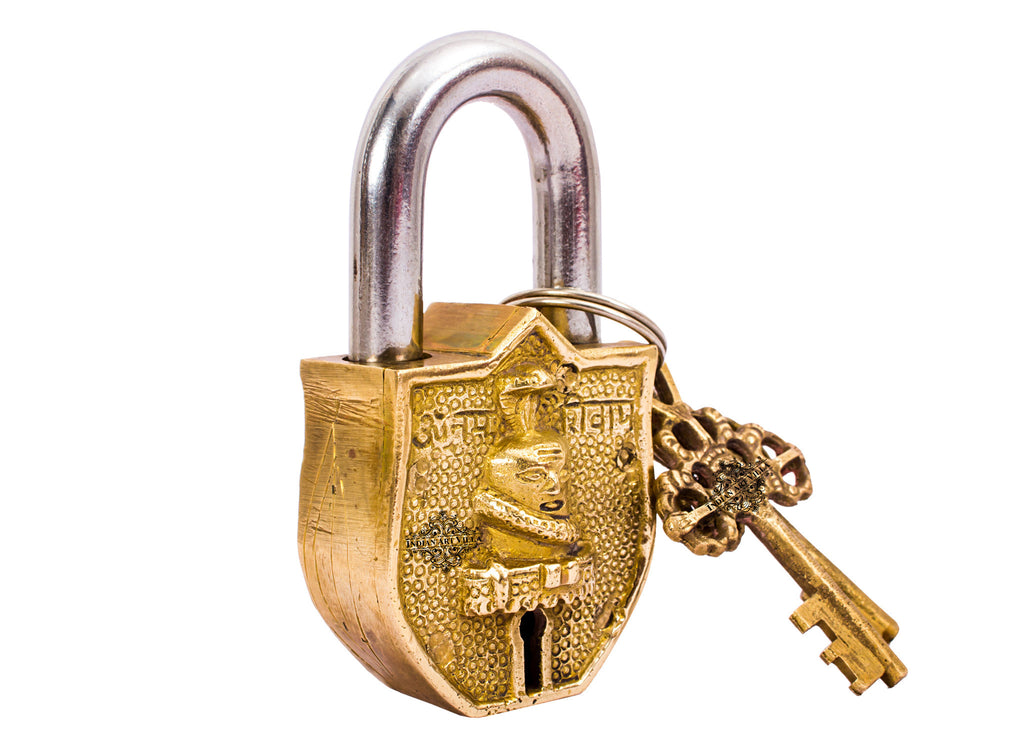 Indian Art Villa Pure Brass Shivling Design Lock with 2 Keys