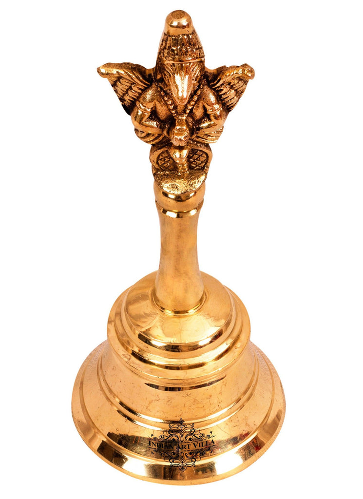 Indian Art Villa Shri Garuda Design Brass Pooja Ghanti Bell, Poojan Temple , Religious and Spiritual Item