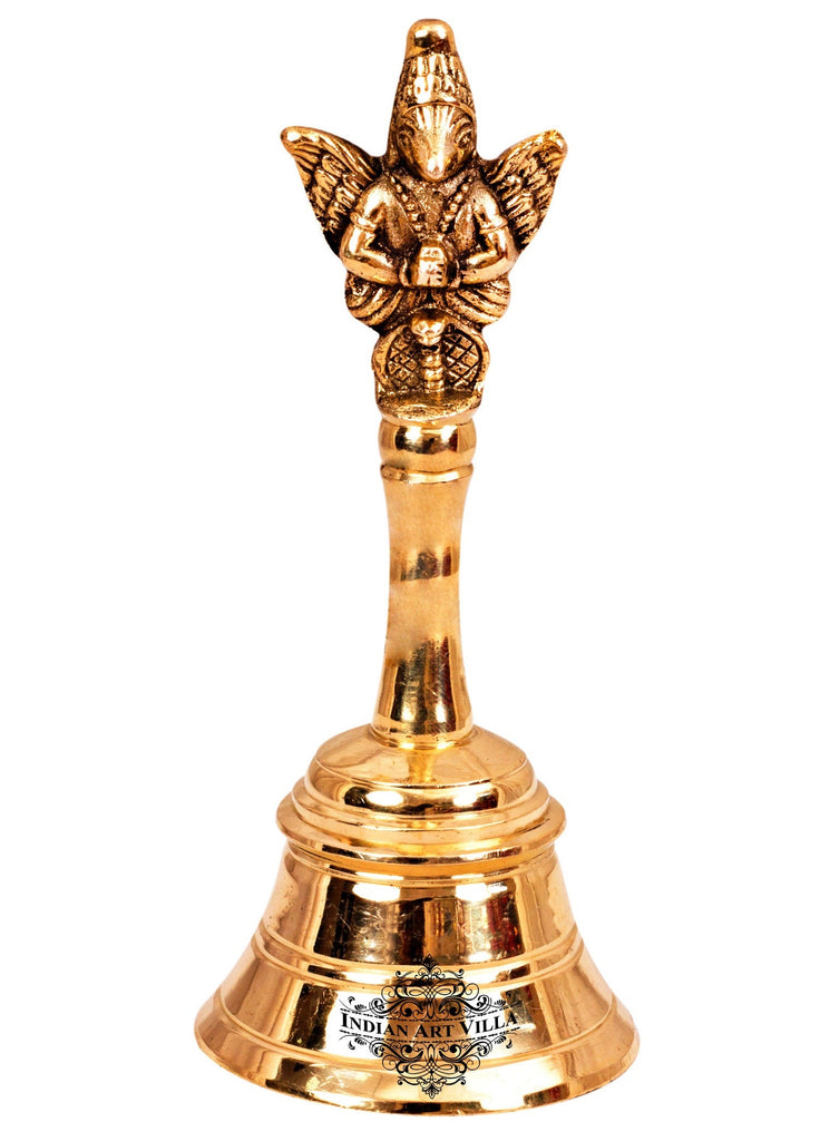 Indian Art Villa Pure Brass Garuda Design Pooja Bell, Height - 4.8 Inch