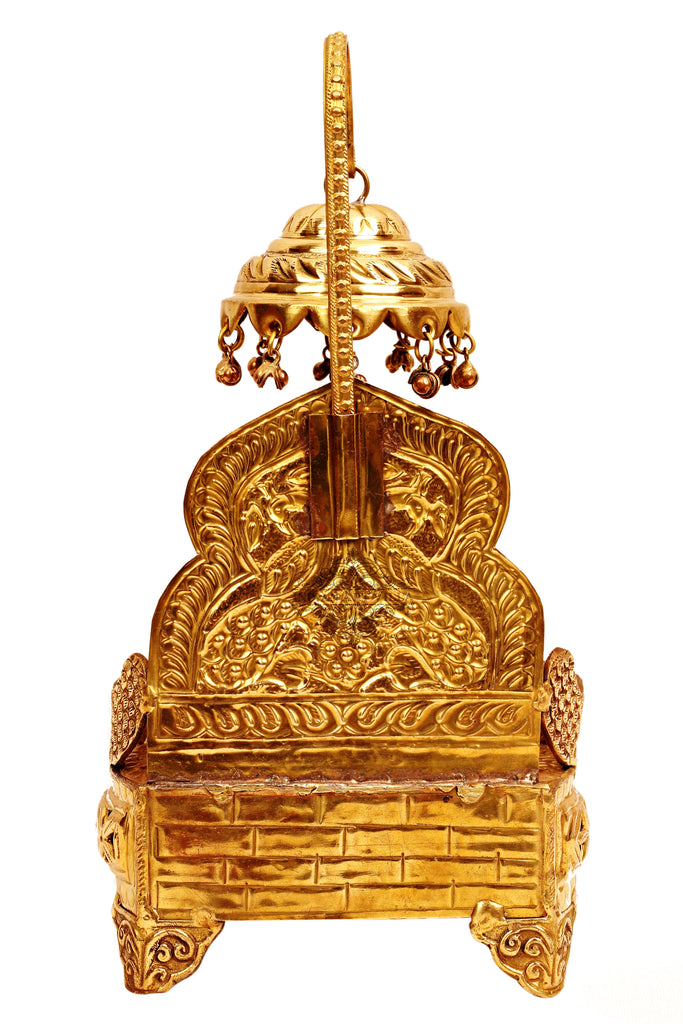 Brass Handmade Peacock Design Singhasan, Spiritual Item, Home Décor, 11.5"