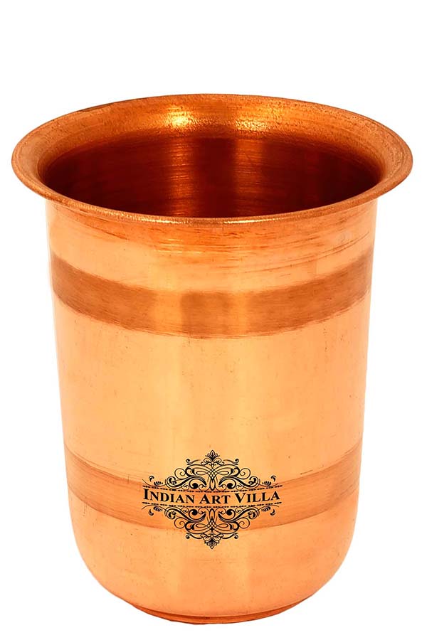 Indian Art Villa Copper Pooja Kids Glass Tumbler Cup, Temple Home Pooja Purpose, Drinkware, 250 ML, Brown