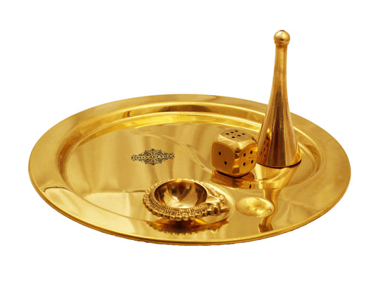 Pure Brass Om Design Pooja Thali Religious Spiritual Item