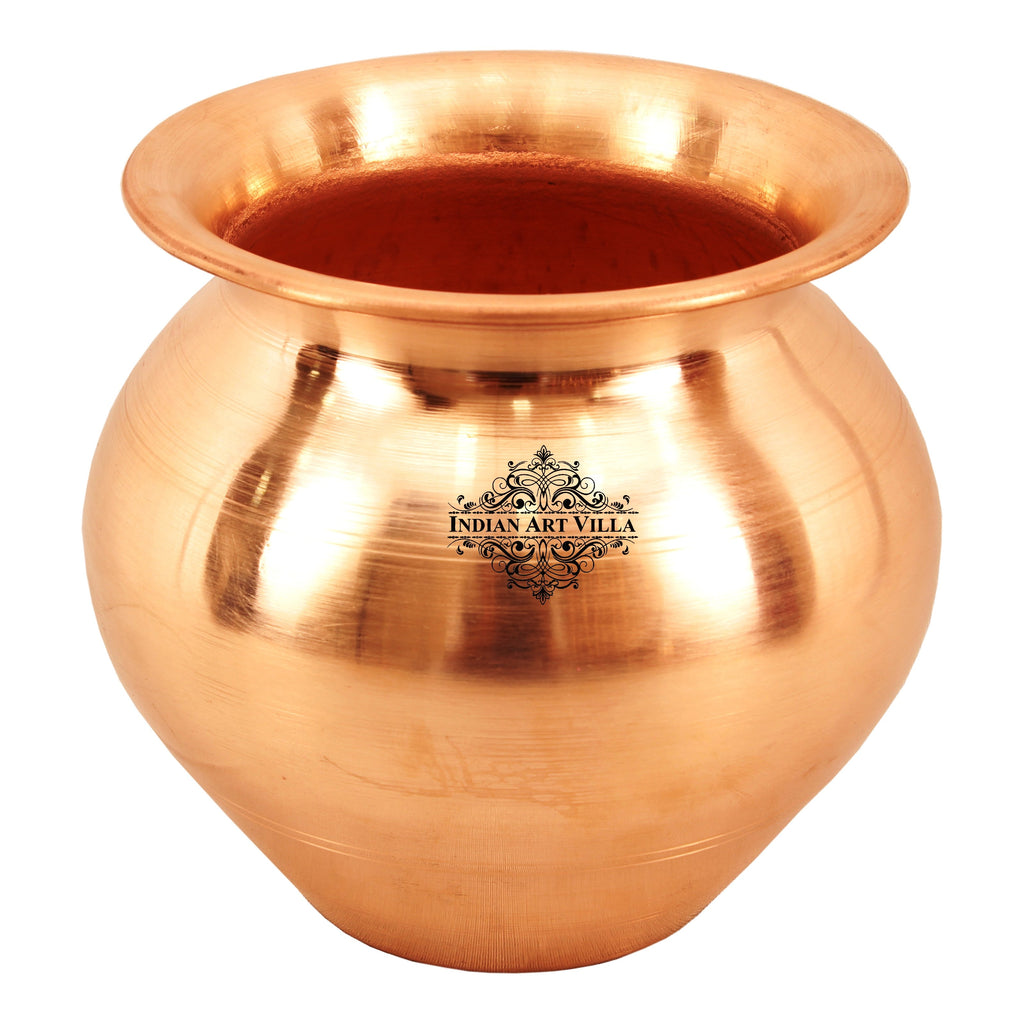Indian Art Villa Pure Copper Lota Pot Water Storage Pot Good Health Benefits Yoga Ayurveda Healing