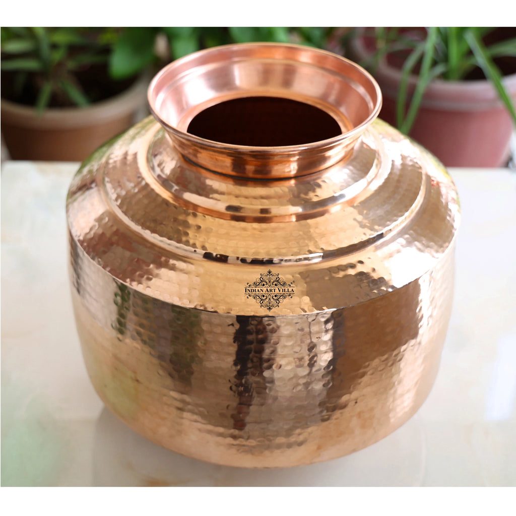 Indian Art Villa Pure Copper Hammered & Luxury Design Chari, Water Storage Home Hotel Restaurant, Good Health Benefit Yoga Ayurveda Healing